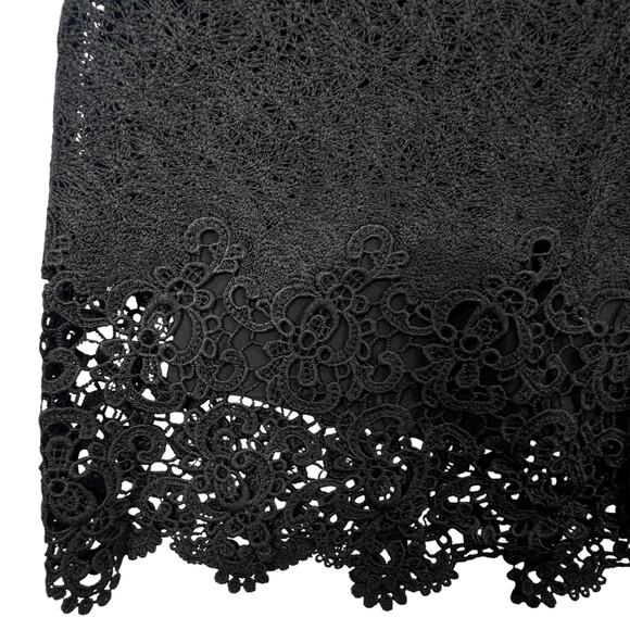 Banana Republic Heritage Belted Lace Shirt Dress Women Size 2 Black Crochet Hem - Picture 15 of 15